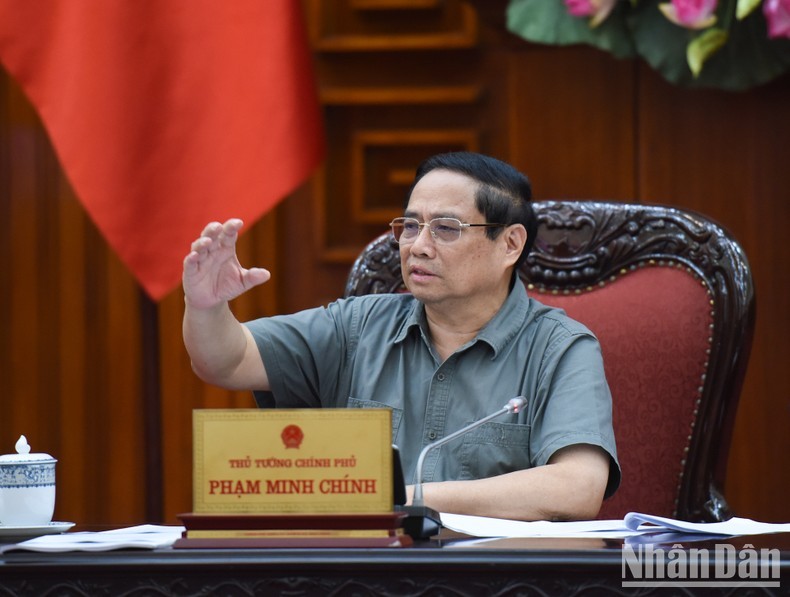 El primer ministro de Vietnam, Pham Minh Chinh, interviene en la cita. (Fotografía: Nhan Dan)