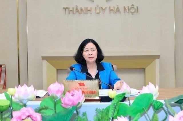 La secretaria del Comité partidista en Hanói, Bui Thi Minh Hoai. (Fotografía: VNA)