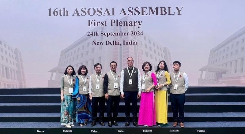 La delegación de la Oficina Estatal de Auditoría de Vietnam en la 16 Asamblea de la Organización Asiática de Entidades Fiscalizadoras Superiores. (Fotografía: VNA)