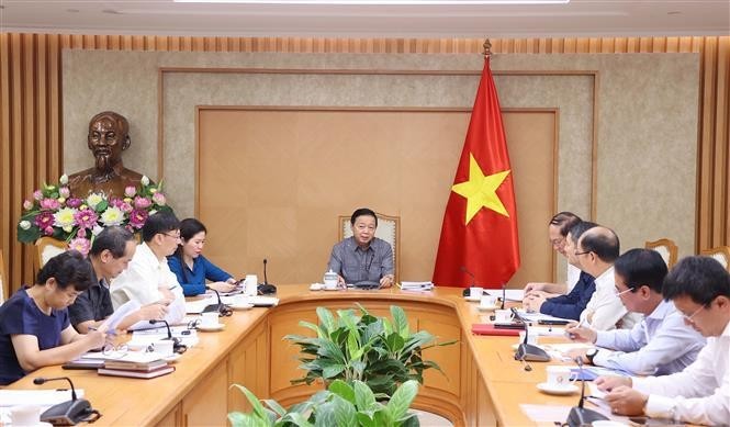 El vice primer ministro de Vietnam Tran Hong Ha preside la reunión. (Fotografía: VNA)