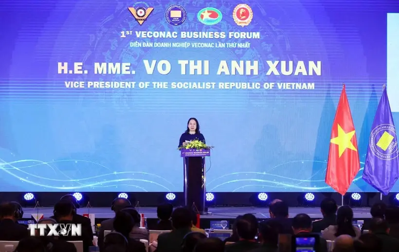 La vicepresidenta de Vietnam, Vo Thi Anh Xuan, interviene en la inauguración del primer Foro Empresarial de la Confederación de Veteranos de la Asean. (Fotografía: VNA)