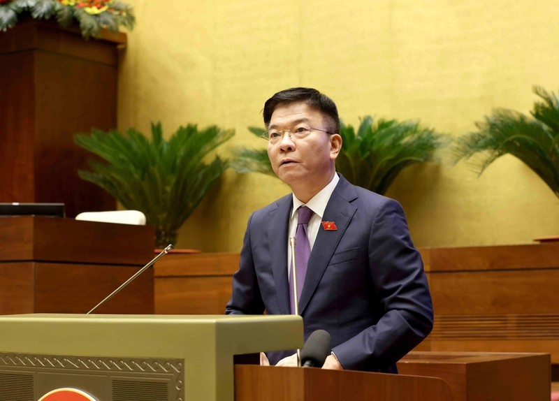 El vicepremier Le Thanh Long interviene en la sesión. (Fotografía: VNA)