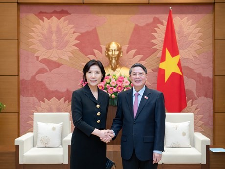 El vicepresidente de la Asamblea Nacional de Vietnam Nguyen Duc Hai y la embajadora de Corea del Sur, Oh Youngju. (Fotografía: quochoi.vn)