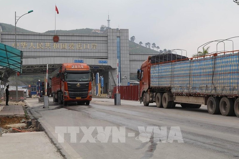 Transporte de mercancías a través del canal de importación y exportación en la puerta fronteriza de Chi Ma, provincia de Lang Son. (Fotografía: VNA)