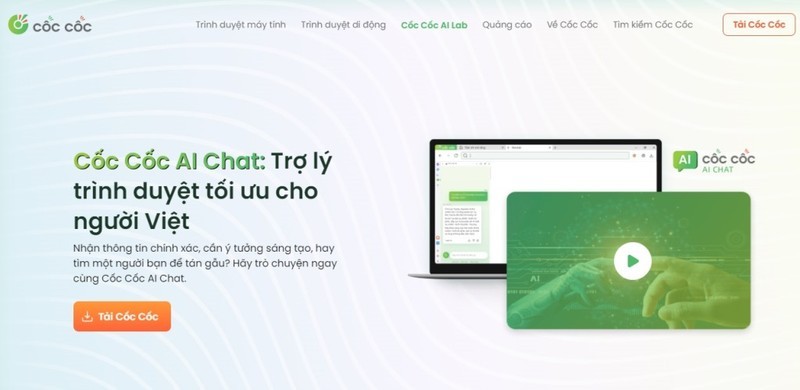 Interfaz de Coc Coc AI Chat.