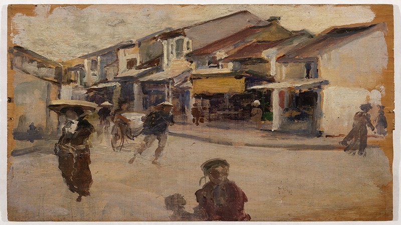 La obra "Un rincón de Hanói" del pintor Victor Tardieu.