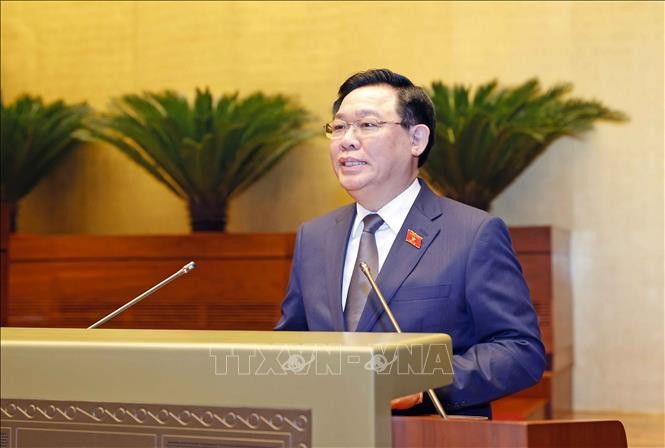 El presidente de la Asamblea Nacional de Vietnam, Vuong Dinh Hue, en el evento. (Fotografía: VNA)