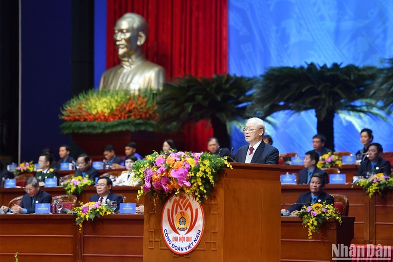 El secretario general del Partido Comunista de Vietnam, Nguyen Phu Trong, interviene en la cita. (Fotografía: Nhan Dan)