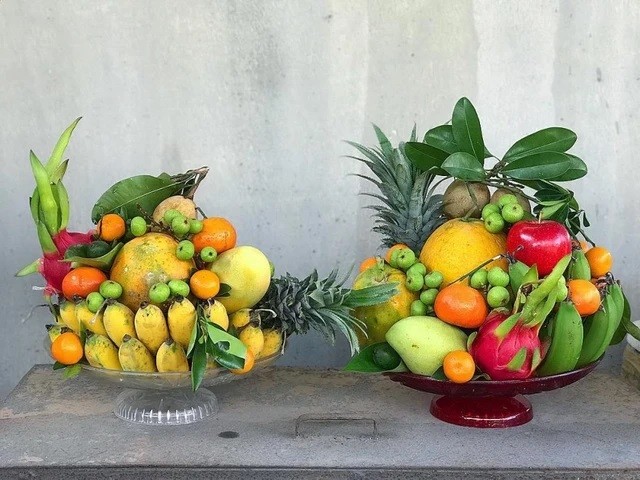 La bandeja de cinco frutas, indispensable de familias vietnamitas durante el Tet. (Fotografía: suckhoedoisong.vn)