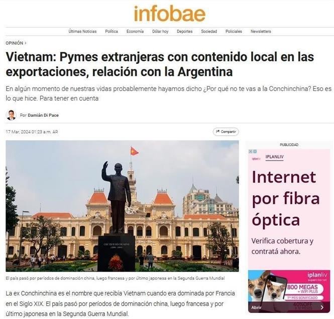 Infobae de Argentina resalta papel de las pymes en desarrollo económico de Vietnam. (Fotografía: VNA)