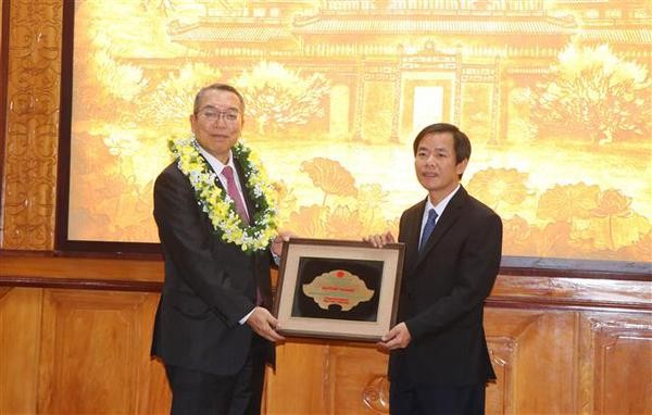 El presidente del Comité Popular de Thua Thien Hue, Nguyen Van Phuong entrega al médico japonés Tadashi Hattori el título de “Ciudadano honorario de la provincia de Thua Thien-Hue”. (Fotografía: VNA)