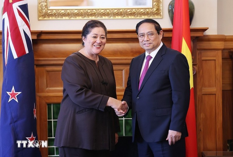 El primer ministro Pham Minh Chinh se reúne con la gobernadora general de Nueva Zelanda, Dame Cindy Kiro, el 11 de marzo de 2024. (Fotografía: VNA)