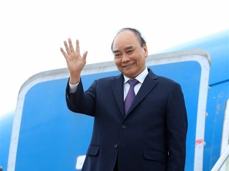 El presidente de Vietnam, Nguyen Xuan Phuc, en el Aeropuerto Internacional de Soekarno Hatta, en Yakarta (Fotografía: VNA)