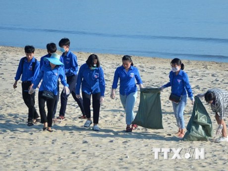 Una campaña de limpia de playas en Da Nang (Fotografía: VNA)