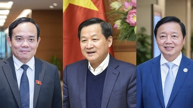 Los vicepremieres vietnamitas Tran Luu Quang, Le Minh Khai y Tran Hong Ha (Fotografía: viettimes.vn)