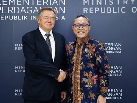 El Ministro de Comercio de Indonesia, Zulkifli Hasan (derecha) y miembro de la Junta de la Comisión Económica Euroasiática (CEE) y Ministro de Integración y Macroeconomía de la CEE, Sergei Glazyev (Fotografía: antaranews)