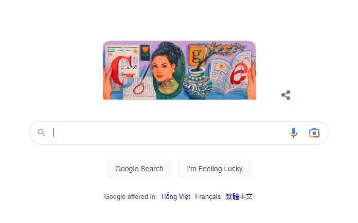 El dibujo de Suong Nguyet Anh en la página de inicio de Google (Foto: Google Doodle). 