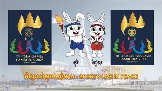 Logotipo y mascota de SEA Games y Asean Para Games en Camboya en 2023. (Foto: VNA)