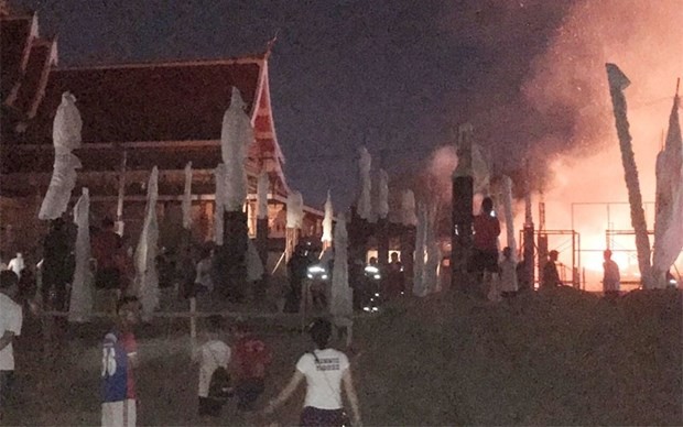 Se produjo un incendio en la capital, Vientiane, debido al prolongado clima cálido y seco. (Foto: Nhandan)
