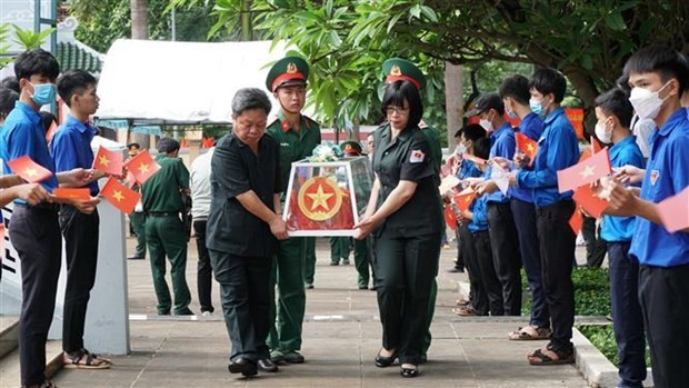 Acto fúnebre en homenaje a soldados vietnamitas caídos en Camboya. (Foto: VNA)