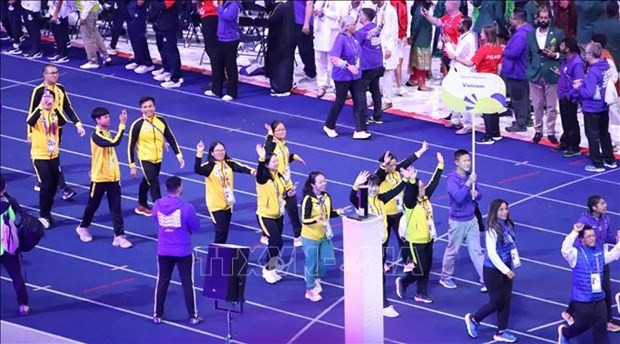 Delegación deportiva vietnamita en el acto de inauguración (Foto:VNA)