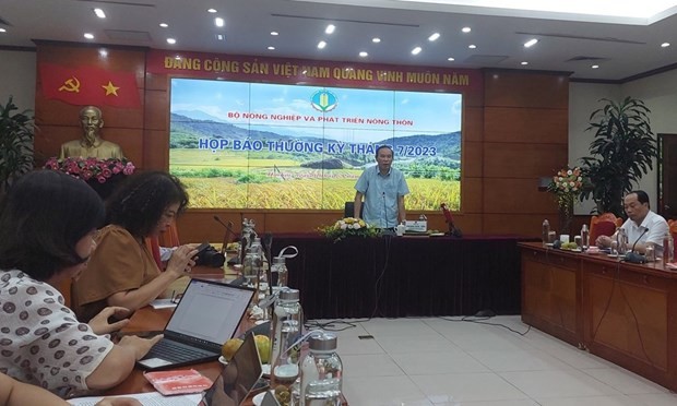 En la conferencia de prensa del Ministerio de Agricultura y Desarrollo Rural. (Foto: VNA)