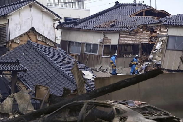 Casas afectadas por el terrimoto en Japón (Fuente:VNA)