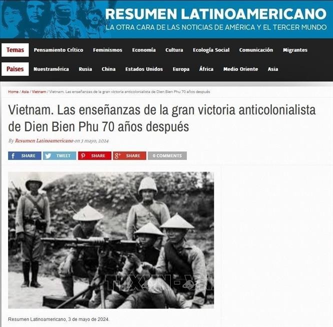 El periódico argentino Resumen Latinoamericano publicó el 3 de mayo el artículo sobre el tema (Foto: VNA)