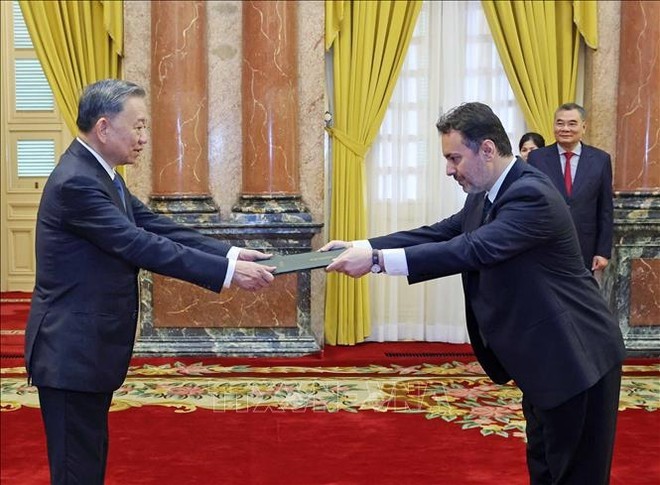 El presidente vietnamita, To Lam, recibe las cartas credenciales del embajador de Pakistán, Kohdayar Marri. (Fuente:VNA)