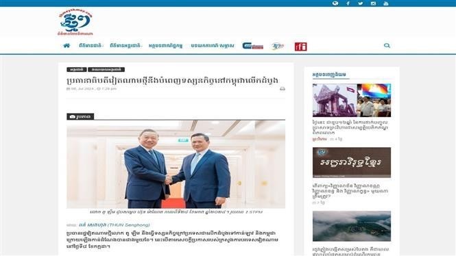 El artículo publicado el 9 de julio por el periódico digital ThmeyThmey, titulado "Nuevo presidente de Vietnam realiza primera visita a Camboya”.