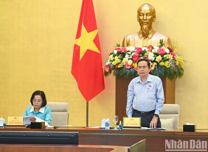 El presidente de la Asamblea Nacional de Vietnam (AN), Tran Thanh Man, interviene en el acto. (Foto: Nhan Dan)