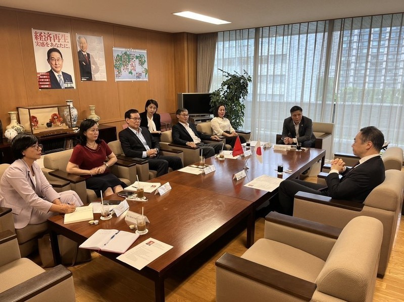 Una delegación de la Comisión de Movilización de Masas del Comité Central del Partido se reunió con representantes del gobernante Partido Liberal Democrático (PLD) de Japón. (Foto: VNA)