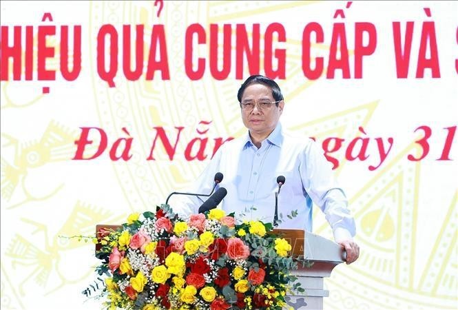 El primer ministro vietnamita, Pham Minh Chinh, habla en el evento. (Foto:VNA)