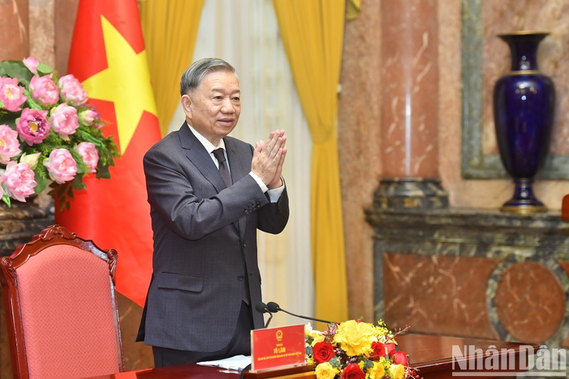 El secretario general del Partido Comunista de Vietnam y presidente del país, To Lam, en la cita (Foto: Nhan Dan)