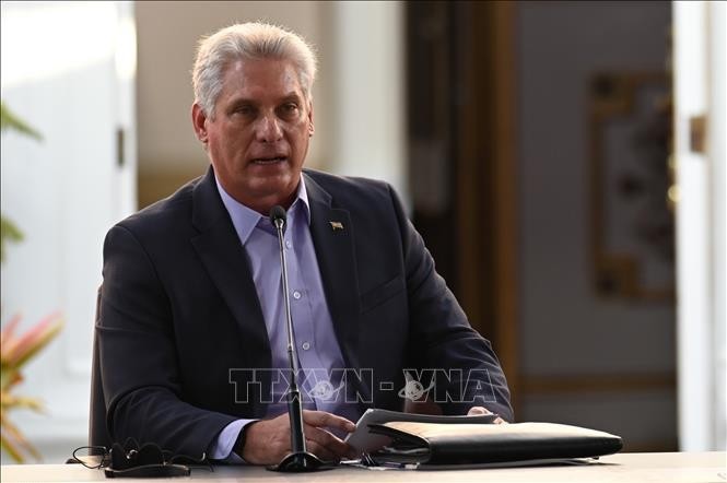 El primer secretario del Partido Comunista de Cuba y presidente del país caribeño, Miguel Díaz-Canel Bermúdez. (Foto: AFP/VNA)