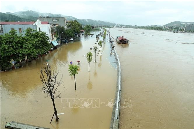 Inundaciones en la ciudad vietnamita de Lao Cai. (Foto: VNA)