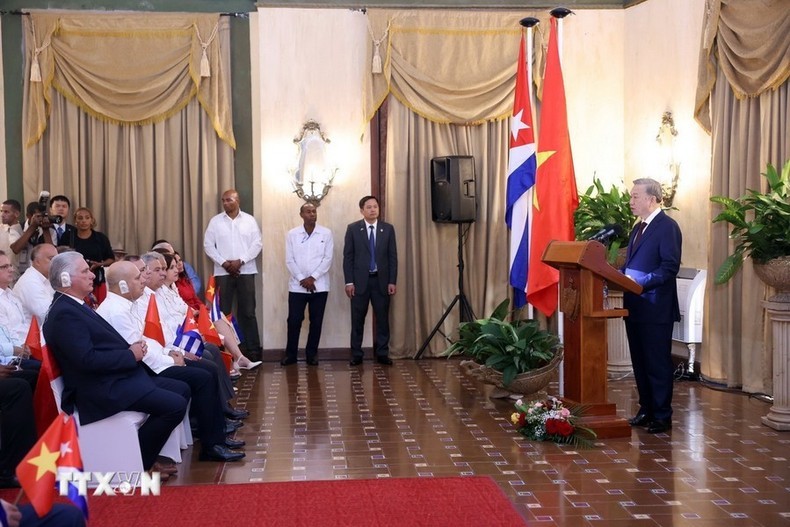 El secretario general del Partido Comunista y presidente del Vietnam, To Lam, interviene en la cita. (Foto: VNA)