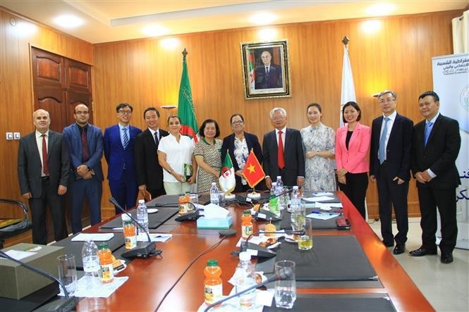 La delegación vietnamita visitó la sede del Consejo Nacional Económico, Social y Ambiental de Argelia (CNESE). (Foto: VNA)