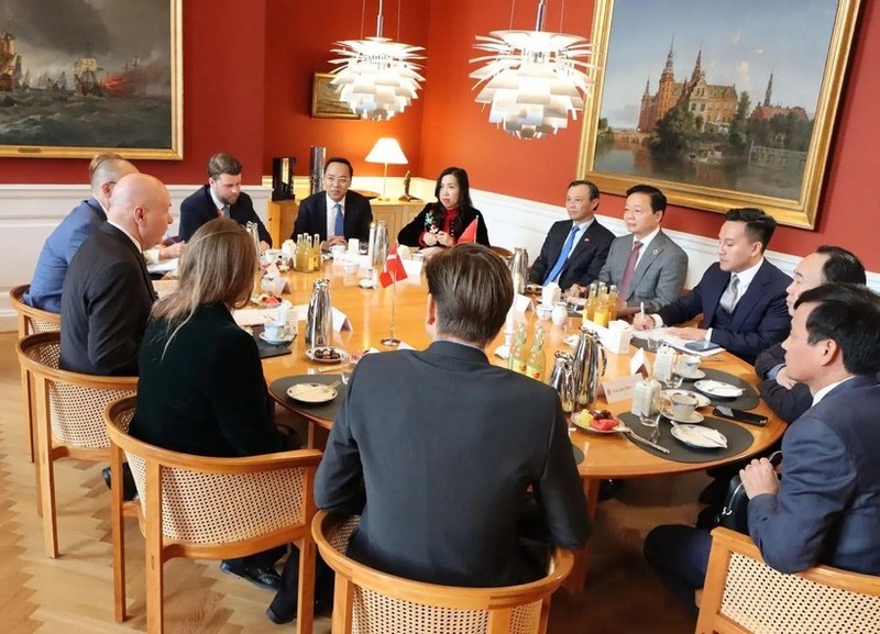 El viceprimer ministro Tran Hong Ha se reúne con el presidente del Parlamento danés, Soren Gade (Foto: VNA)