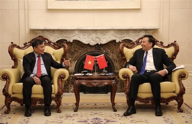 El vicecanciller permanente de Vietnam, Nguyen Minh Vu (izquierda), y el presidente de la CIDCA, Luo Zhaohui (Foto: VNA)