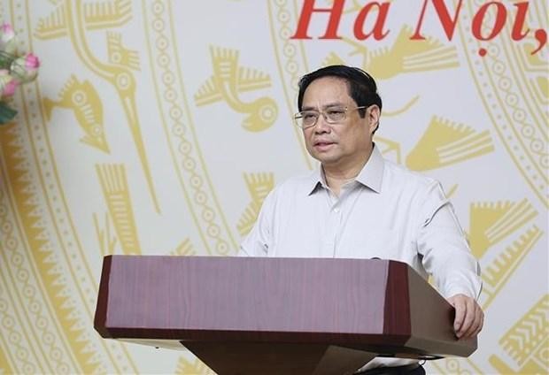 El primer ministro vietnamita, Pham Minh Chinh, en el evento. (Fotografía: VNA)