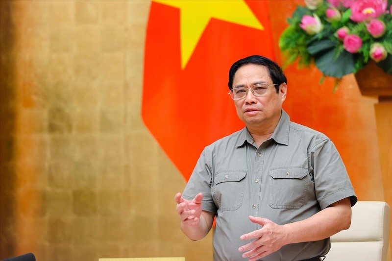 El primer ministro Pham Minh Chinh habla en el evento. (Fotografía: VGP)