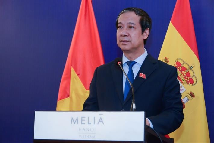 El ministro de Educación y Formación de Vietnam, Nguyen Kim Son habla en el evento. (Fotografía: moet.gov.vn)