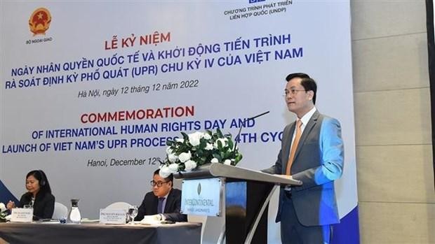 El viceministro de Relaciones Exteriores de Vietnam, Ha Kim Ngoc, habla en el evento. (Fotografía: VNA)
