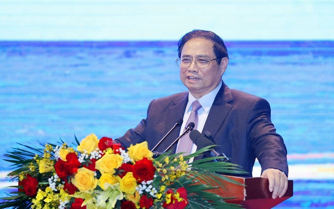 El primer ministro de Vietnam, Pham Minh Chinh, habla en el evento. (Fotografía: VTV)