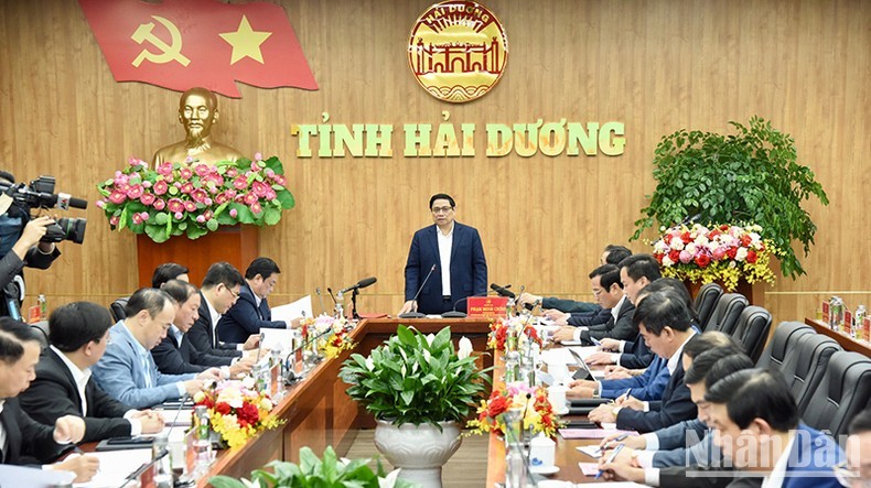 El primer ministro Pham Minh Chinh habla en el evento (Fotografía: Nhan Dan)
