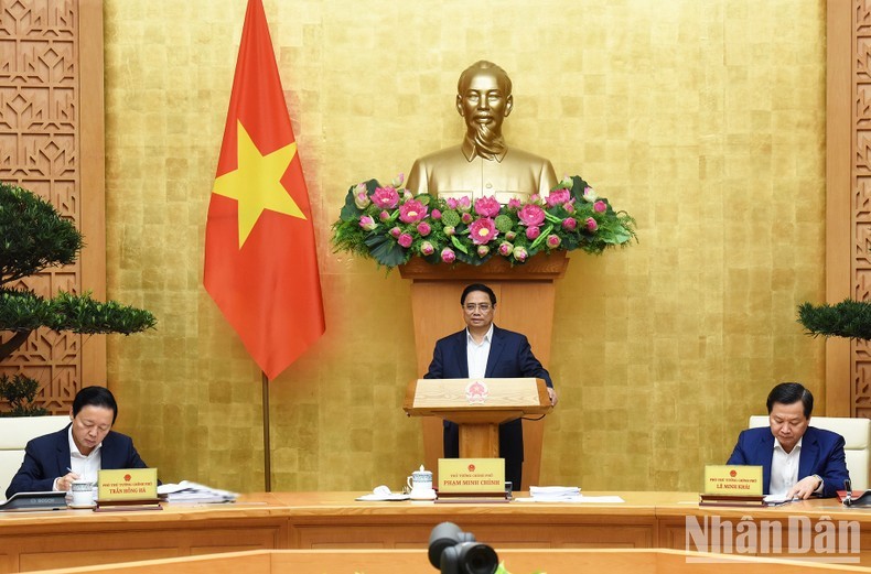 El primer ministro de Vietnam, Pham Minh Chinh, interviene en la cita (Fotografía: Nhan Dan)
