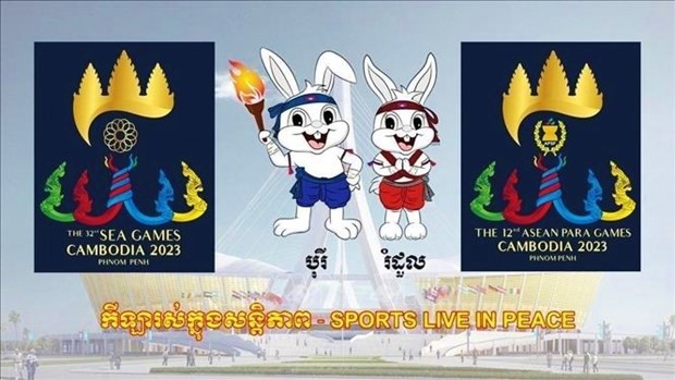 Logotipo y mascota de SEA Games y Asean Para Games en Camboya en 2023. (Fotografía: VNA)