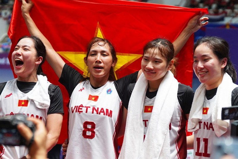 Jugadoras vietnamitas de baloncesto 3x3 de Vietnam.