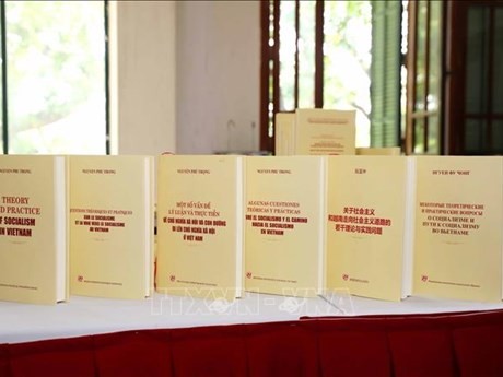El libro titulado “Algunas cuestiones teóricas y prácticas sobre el socialismo y el camino al socialismo en Vietnam” del secretario general del Partido Comunista de Vietnam, Nguyen Phu Trong (Fotografía: VNA)